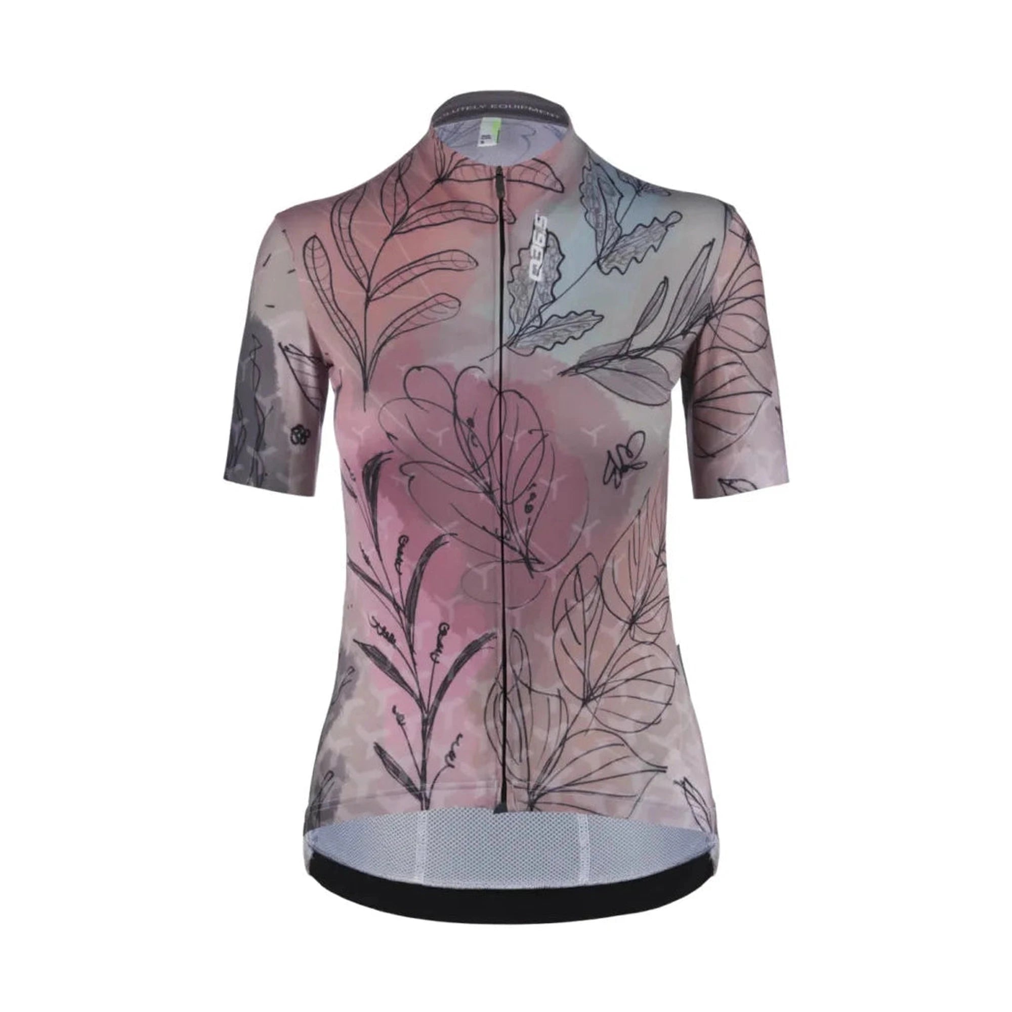 Q36.5 - Jersey Short Sleeve G1 Flower Leaves Autumn Dames - Purple