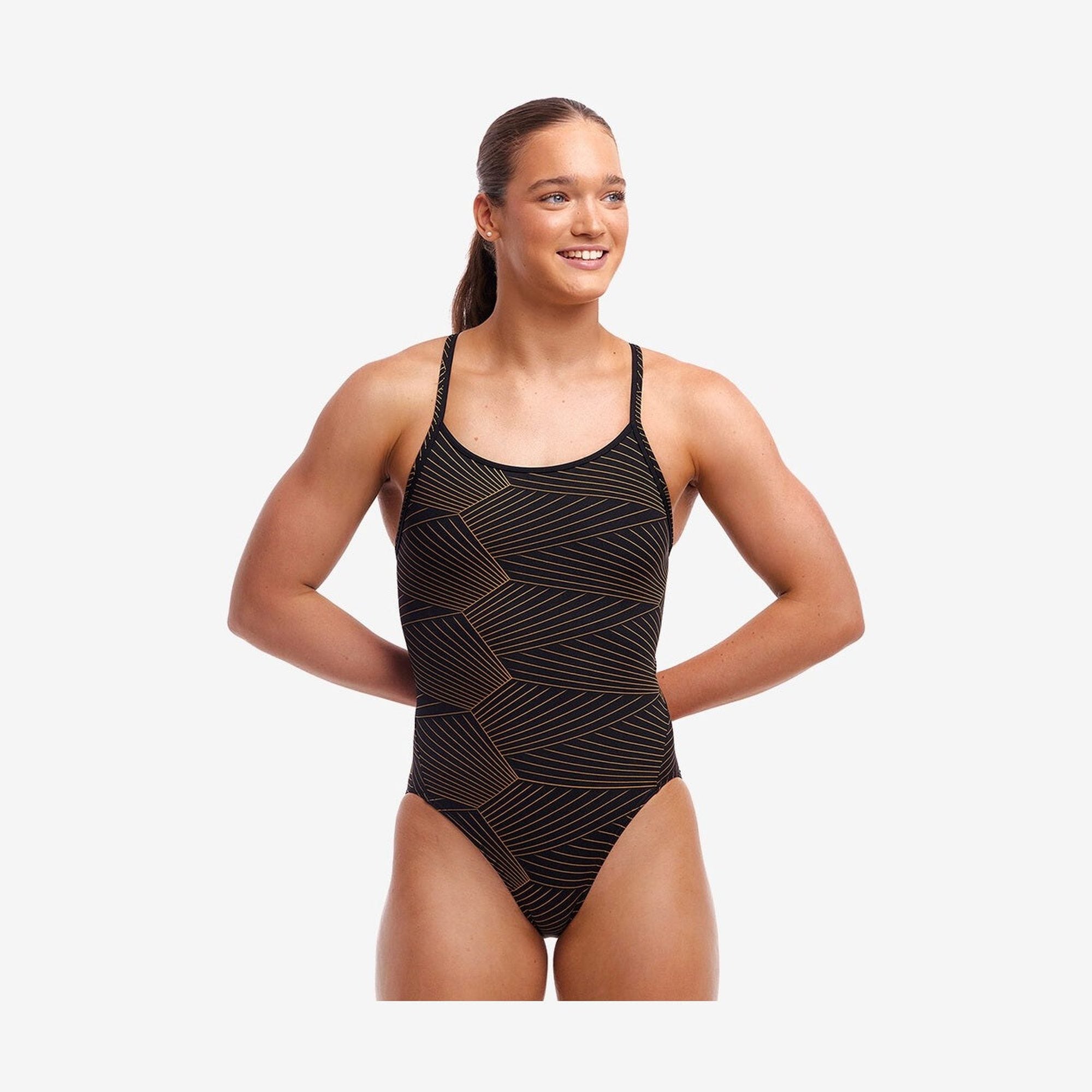 Funkita - Ladies Diamond Back One Piece - Gold Weaver