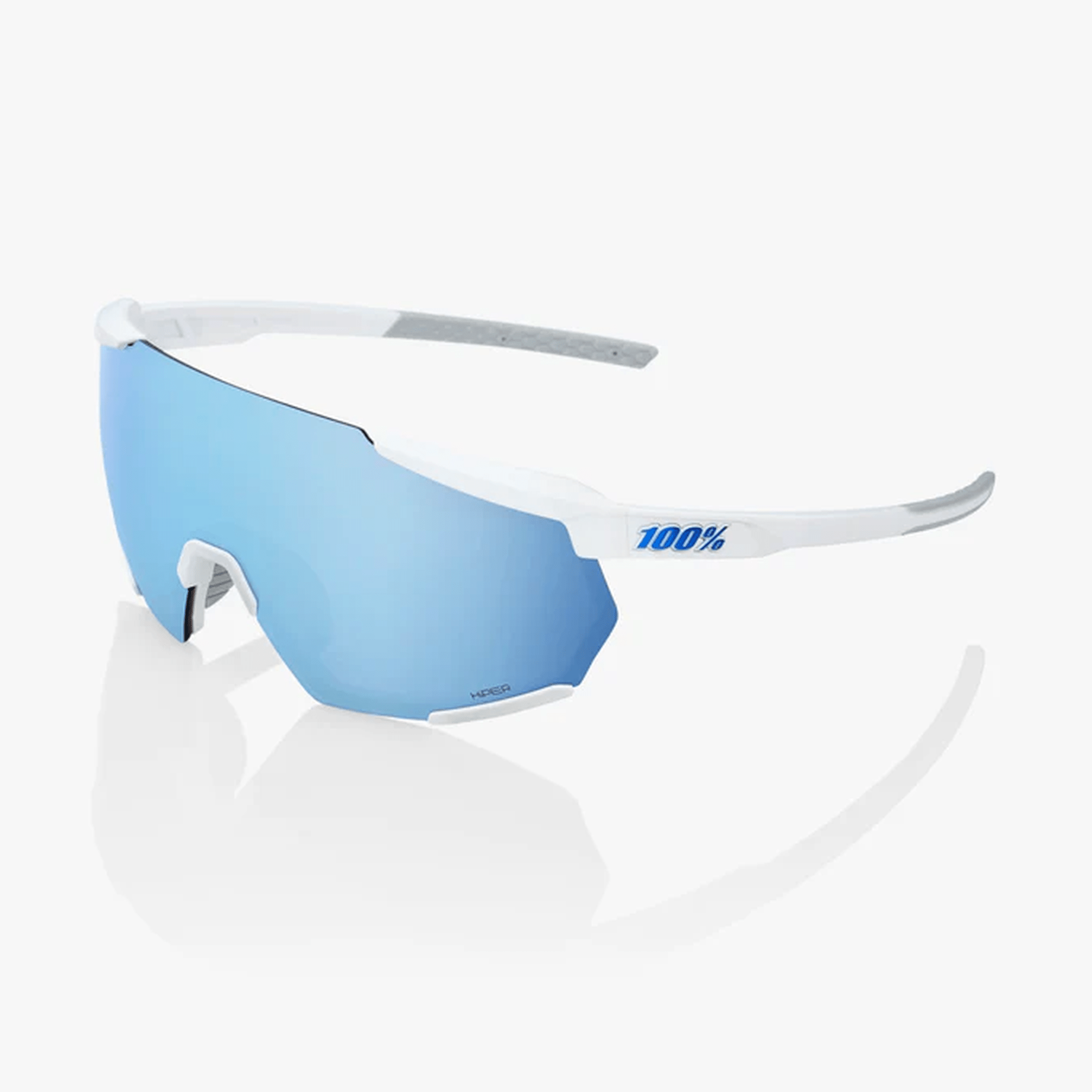 100% - RACETRAP 3.0 - Matte White - HiPer Blue Multilayer Mirror Lens