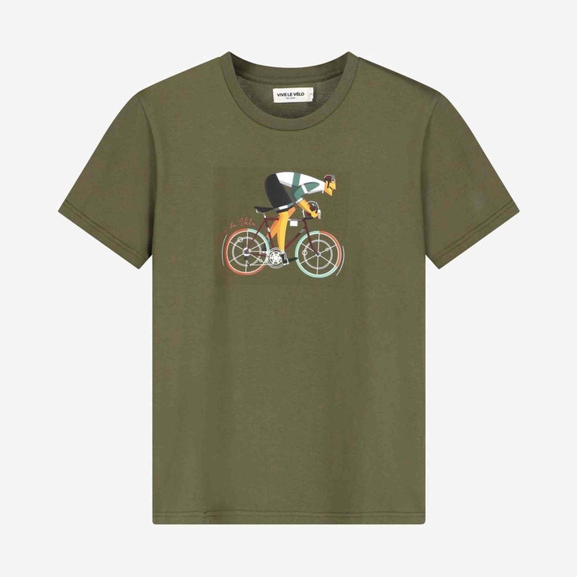 Vive Le Velo - Retro Cycliste White Jersey Men - Khaki