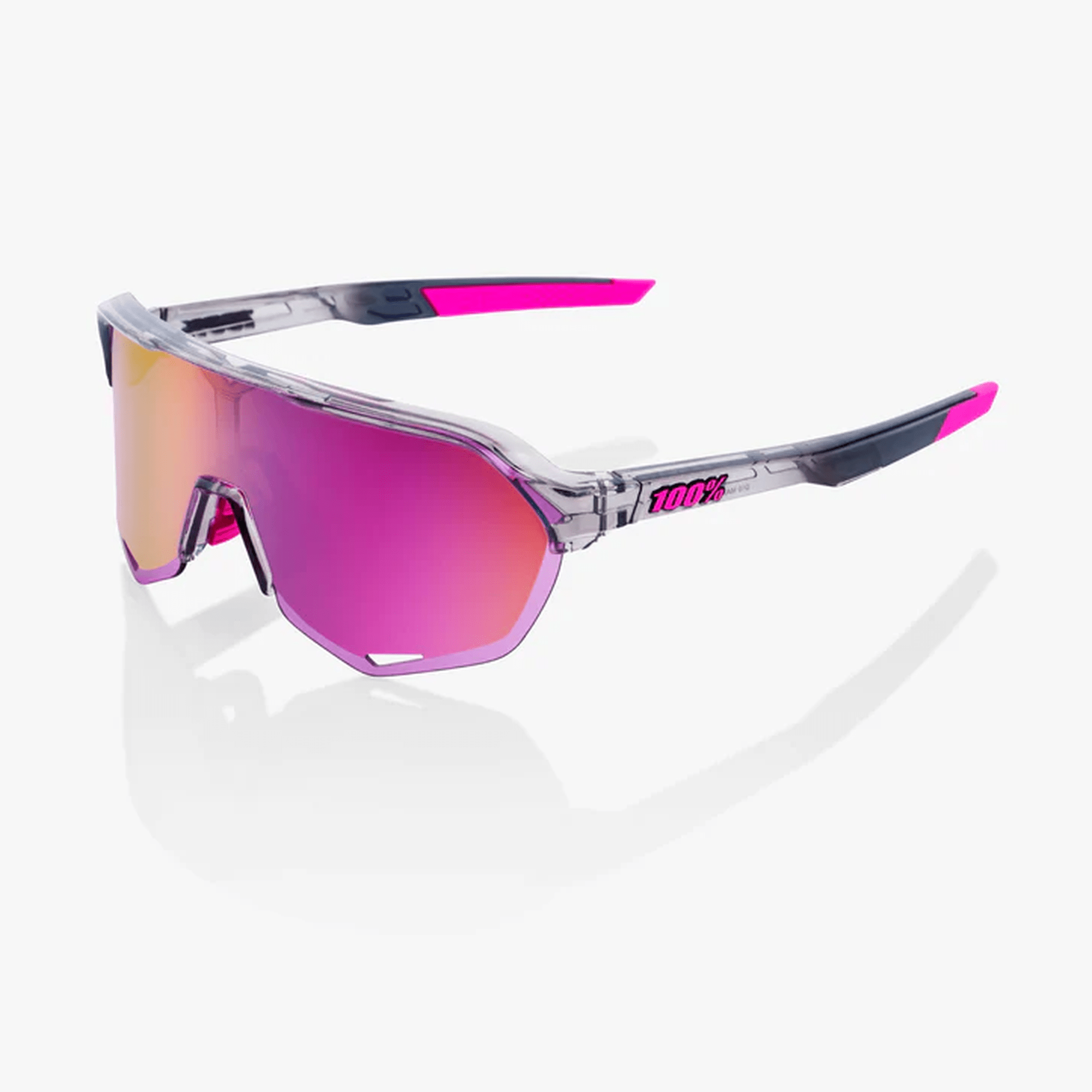 100% - S2 - TOKYO NIGHTS - Polished Translucent Grey - Purple Multilayer Mirror Lens