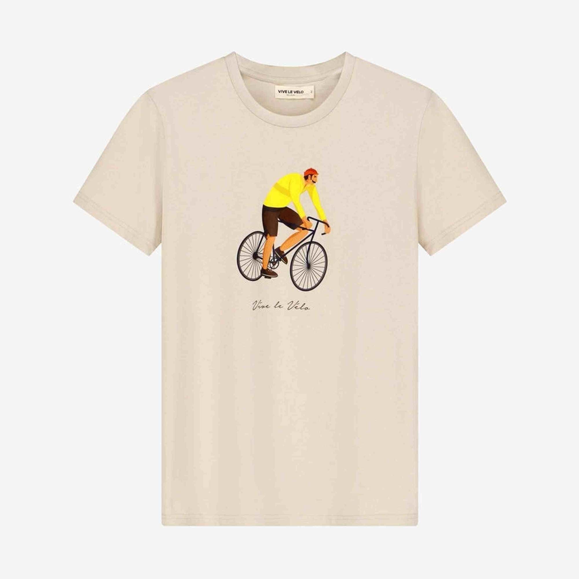 Vive Le Velo - Yellow Jersey Retro Cyclist Men - Beige